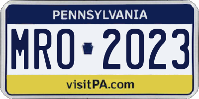 PA license plate MRO2023