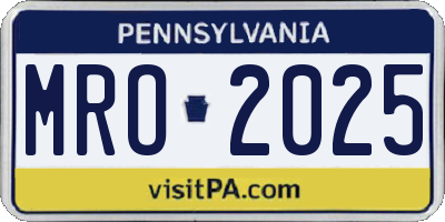 PA license plate MRO2025