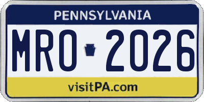 PA license plate MRO2026
