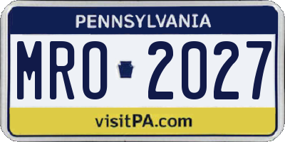 PA license plate MRO2027