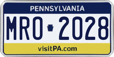 PA license plate MRO2028