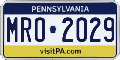 PA license plate MRO2029