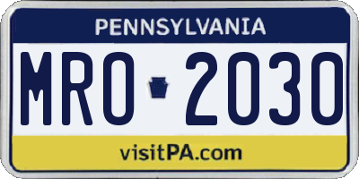 PA license plate MRO2030