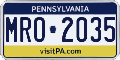 PA license plate MRO2035
