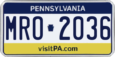 PA license plate MRO2036