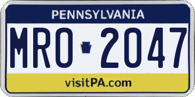 PA license plate MRO2047