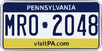 PA license plate MRO2048