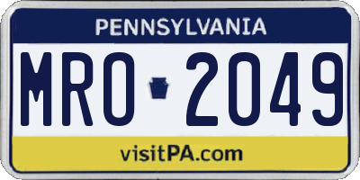 PA license plate MRO2049