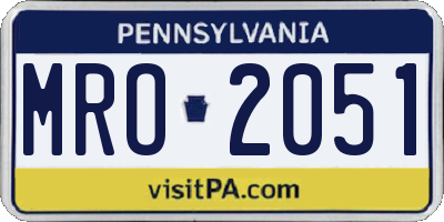 PA license plate MRO2051