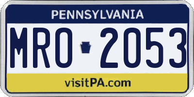 PA license plate MRO2053