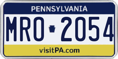 PA license plate MRO2054