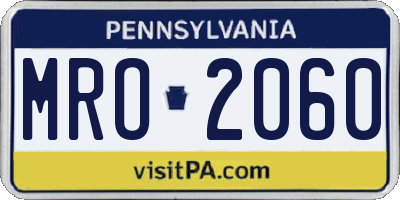 PA license plate MRO2060