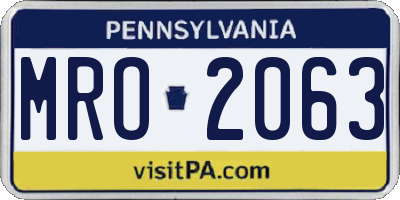 PA license plate MRO2063