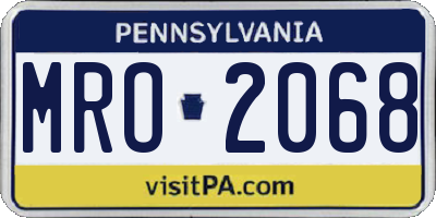 PA license plate MRO2068