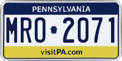 PA license plate MRO2071