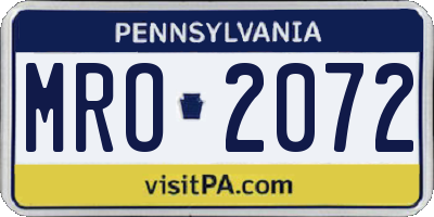 PA license plate MRO2072