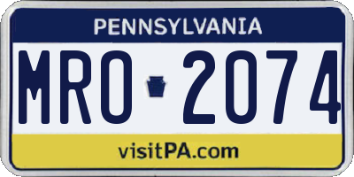 PA license plate MRO2074