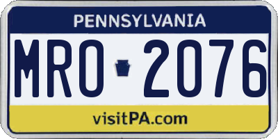 PA license plate MRO2076