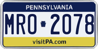 PA license plate MRO2078