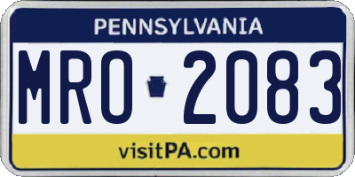 PA license plate MRO2083