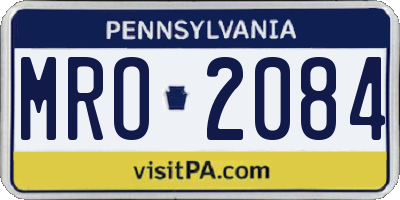 PA license plate MRO2084