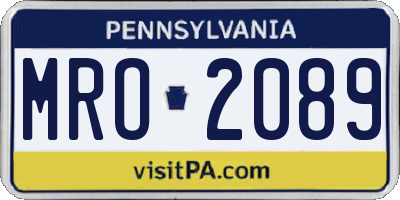 PA license plate MRO2089