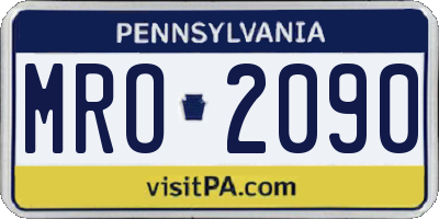 PA license plate MRO2090