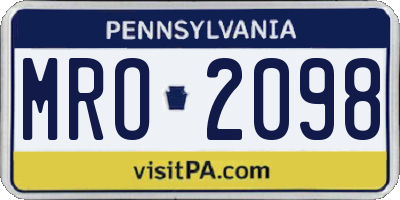 PA license plate MRO2098