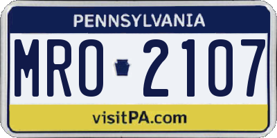 PA license plate MRO2107