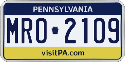 PA license plate MRO2109