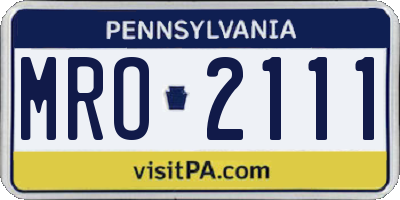 PA license plate MRO2111