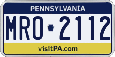 PA license plate MRO2112