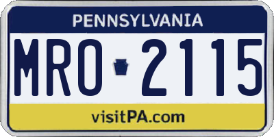 PA license plate MRO2115