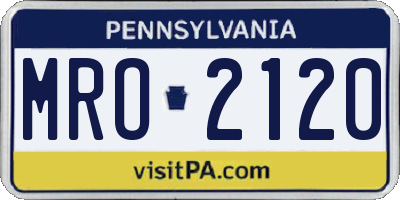 PA license plate MRO2120
