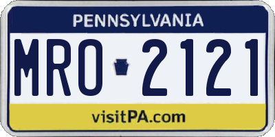 PA license plate MRO2121