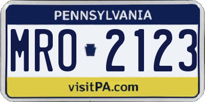 PA license plate MRO2123