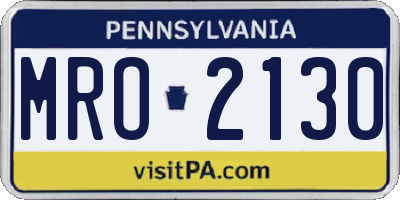 PA license plate MRO2130