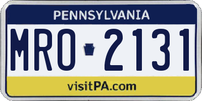PA license plate MRO2131