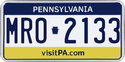 PA license plate MRO2133