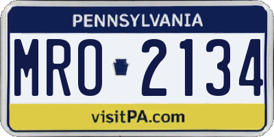 PA license plate MRO2134