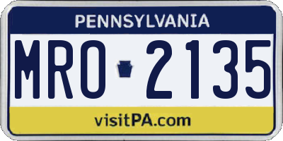 PA license plate MRO2135