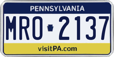 PA license plate MRO2137
