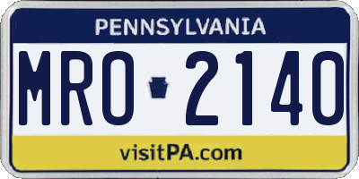 PA license plate MRO2140
