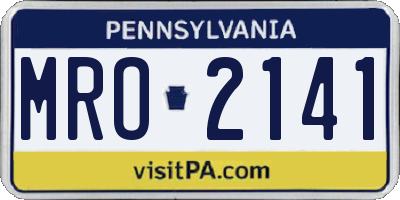 PA license plate MRO2141