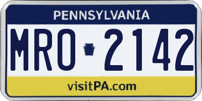 PA license plate MRO2142