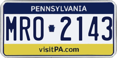 PA license plate MRO2143