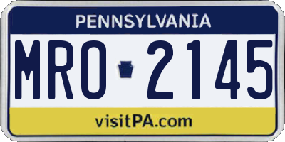PA license plate MRO2145