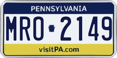 PA license plate MRO2149