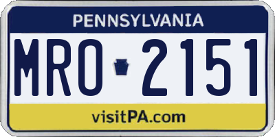 PA license plate MRO2151