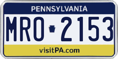 PA license plate MRO2153